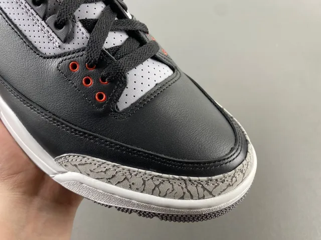 Air Jordan 3 Black Cement Elephant Print Basketball Shoes 2