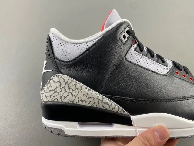Air Jordan 3 Black Cement Elephant Print Basketball Shoes 3