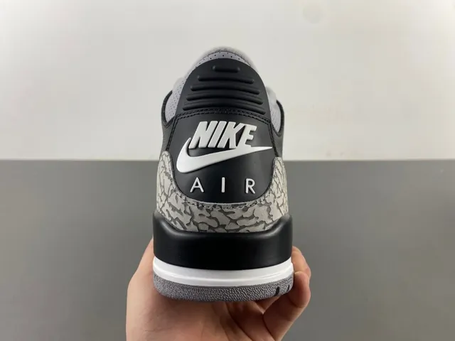 Air Jordan 3 Black Cement Elephant Print Basketball Shoes 4