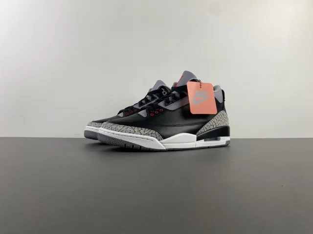 Air Jordan 3 Black Cement Elephant Print Basketball Shoes 10