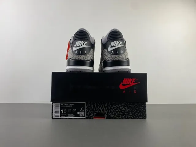 Air Jordan 3 Black Cement Elephant Print Basketball Shoes 17