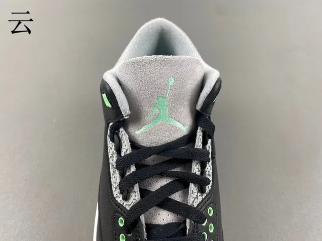 Air Jordan 3 Black Cement Green Basketball Shoes 6