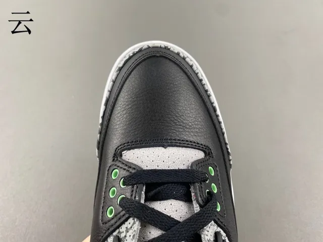 Air Jordan 3 Black Cement Green Basketball Shoes 7