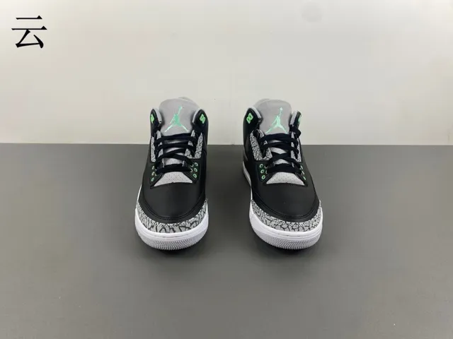 Air Jordan 3 Black Cement Green Basketball Shoes 11