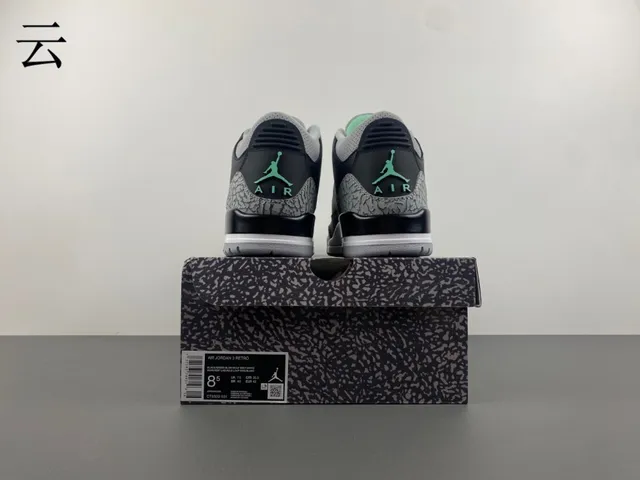 Air Jordan 3 Black Cement Green Basketball Shoes 17