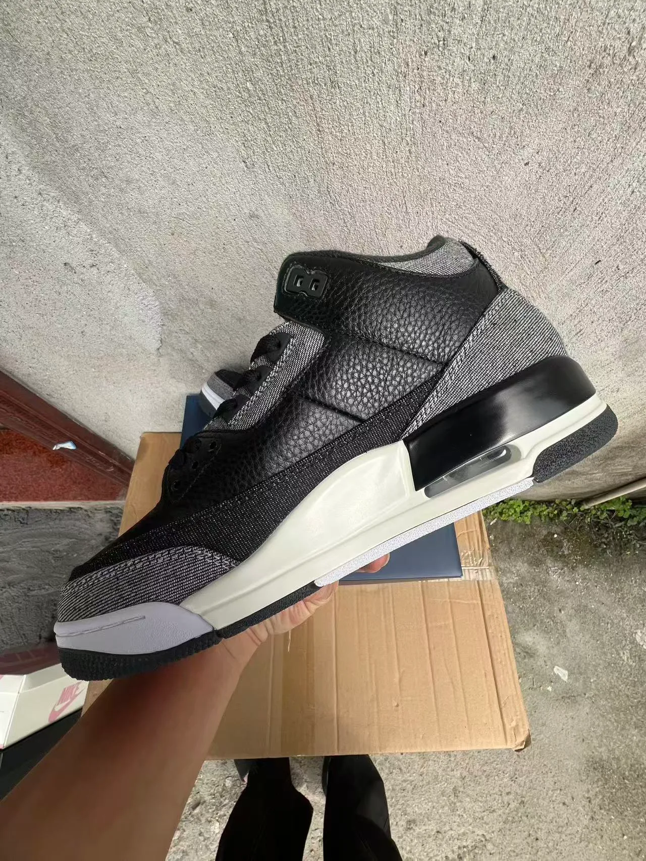 Air Jordan 3 Black Gray Textured Upper Basketball Shoes 6
