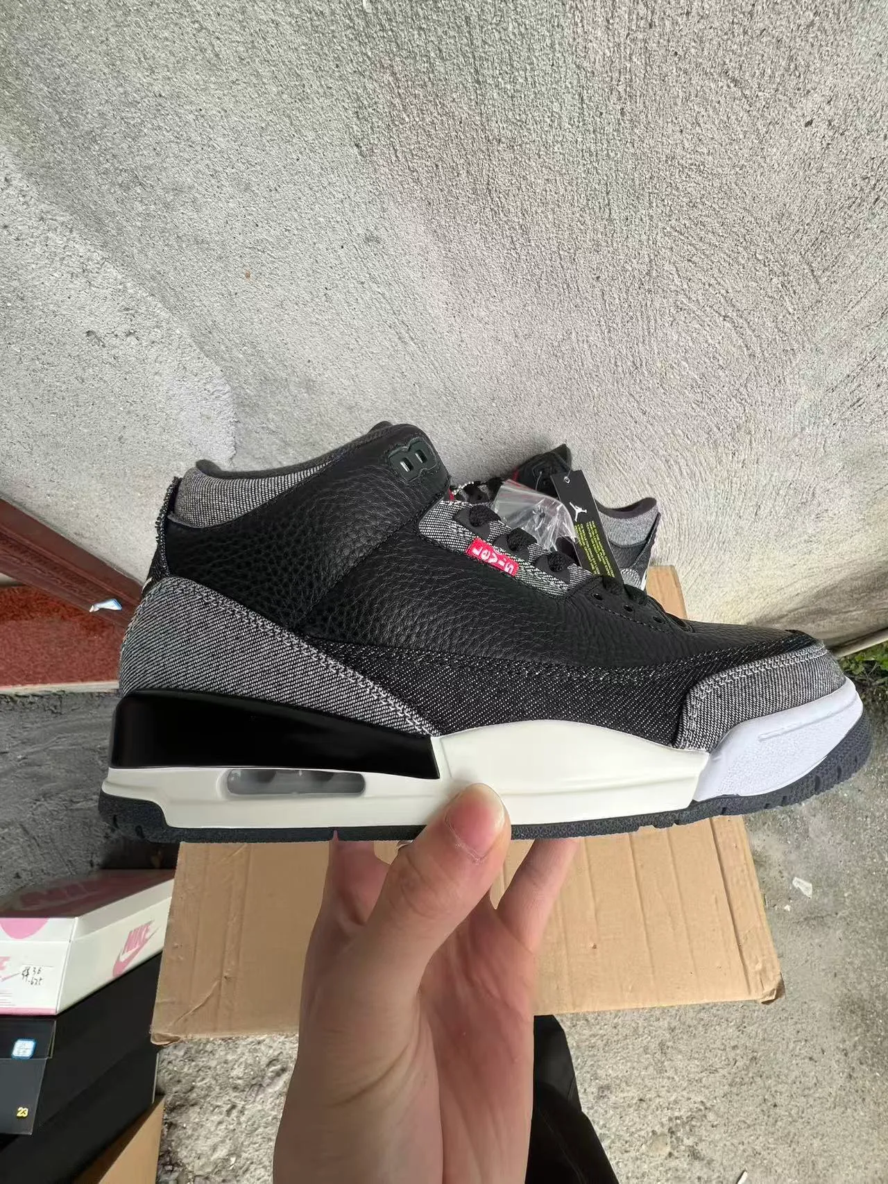 Air Jordan 3 Black Gray Textured Upper Basketball Shoes 8