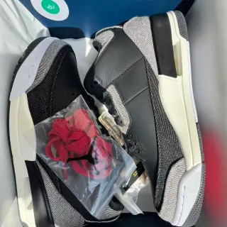 Air Jordan 3 Denim-Textured Black Gray White Basketball Shoes