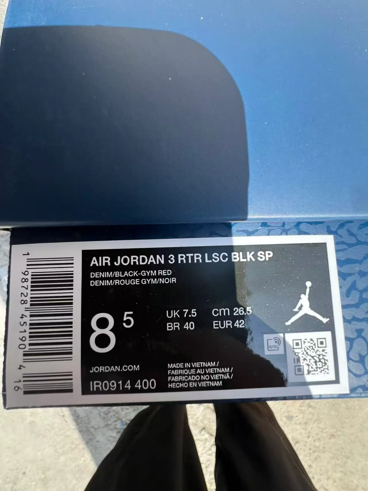Air Jordan 3 Denim-Textured Black Gray White Basketball Shoes 10