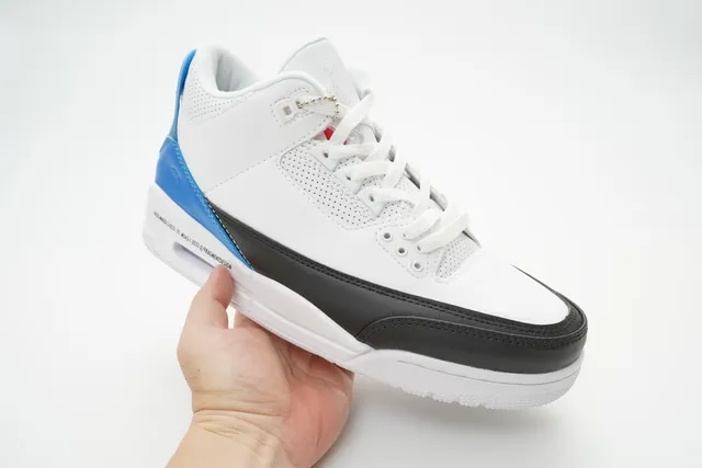 Air Jordan 3 Fragment Design White Black Blue Basketball Shoes 3