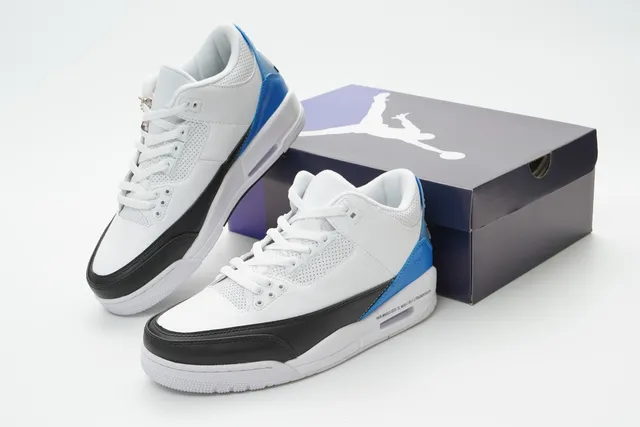 Air Jordan 3 Fragment Design White Black Blue Basketball Shoes 5