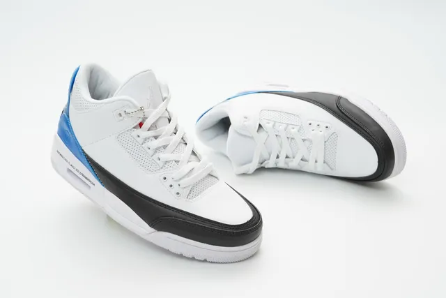 Air Jordan 3 Fragment Design White Black Blue Basketball Shoes 6