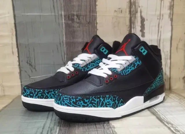 Air Jordan 3 Chaussures de basket turquoise à imprimé léopard 2