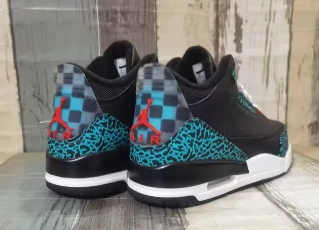 Air Jordan 3 Chaussures de basket turquoise à imprimé léopard 3