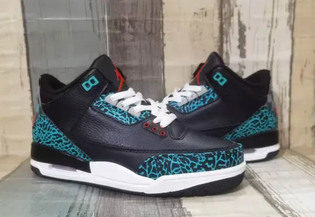 Air Jordan 3 Chaussures de basket turquoise à imprimé léopard 5