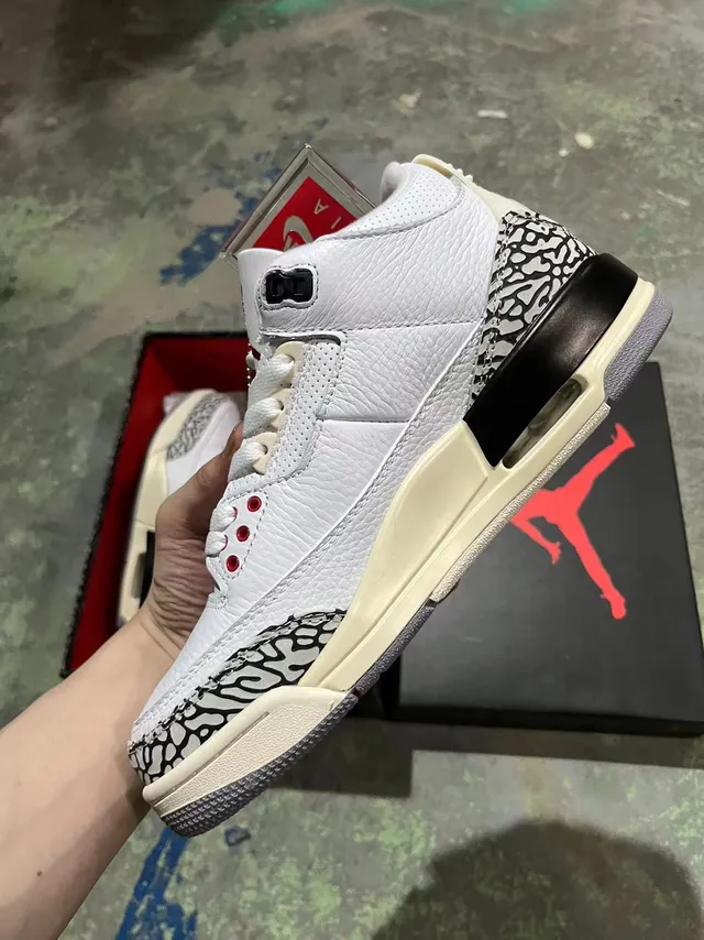 Air Jordan 3 White Black Elephant Print Basketball Shoes 3