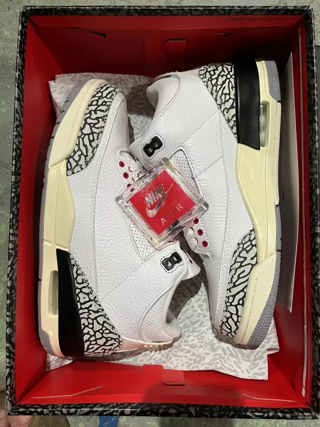 Air Jordan 3 White Black Elephant Print Basketball Shoes 6