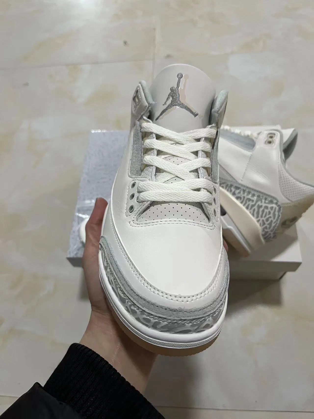 Air Jordan 3 White Elephant Print Basketball Shoes 3