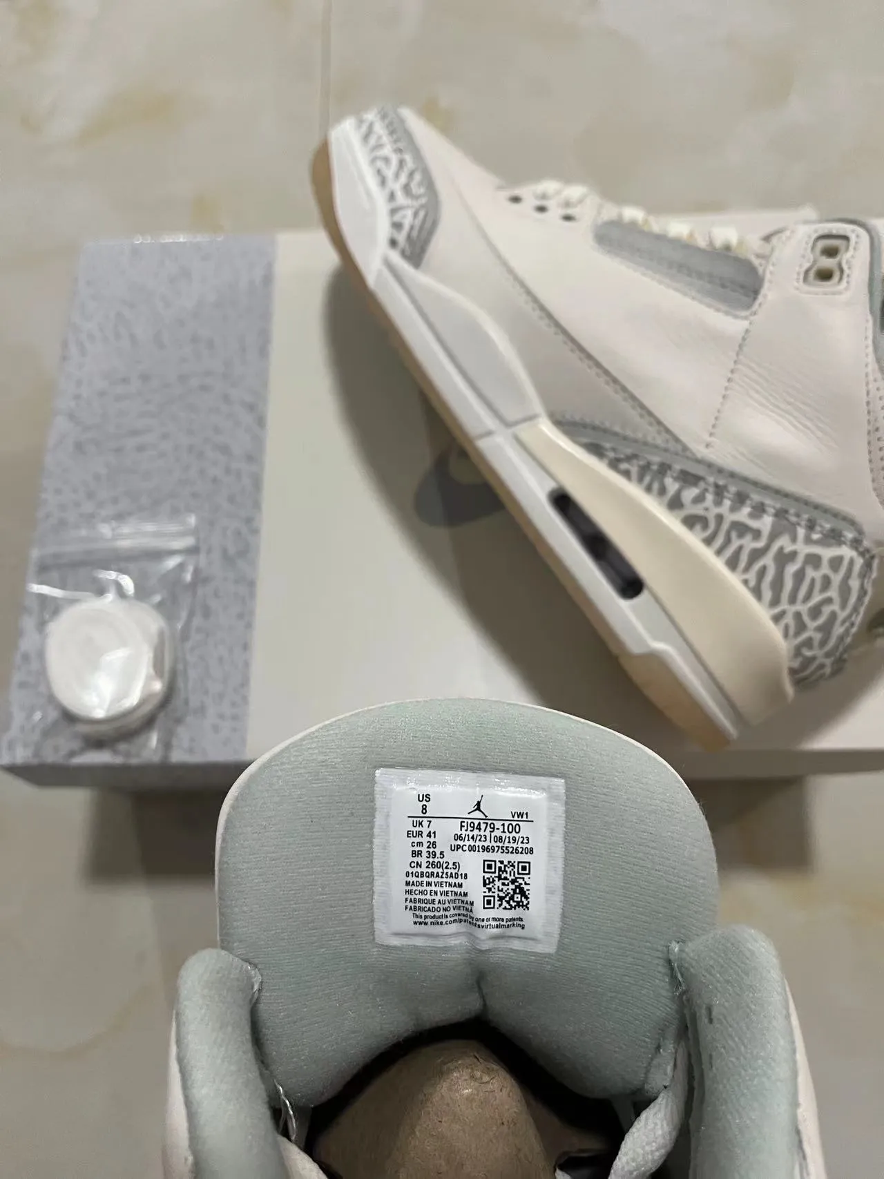 Air Jordan 3 White Elephant Print Basketball Shoes 9