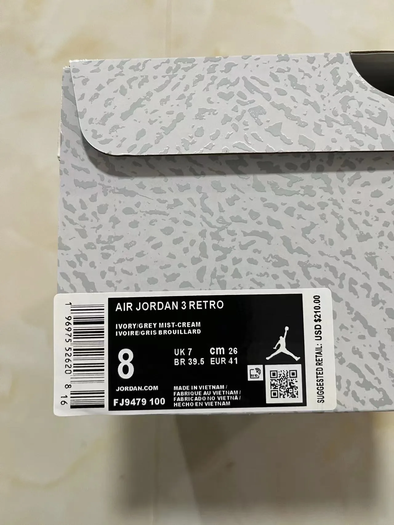 Air Jordan 3 White Elephant Print Basketball Shoes 12