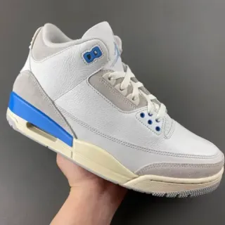Air Jordan 3 白 浅灰 蓝 篮球鞋
