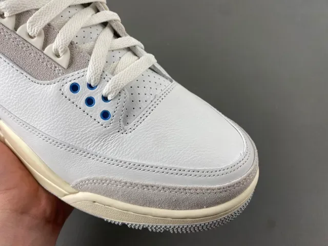 Air Jordan 3 Branco Cinza Claro Azul Sapatos de Basquete 2