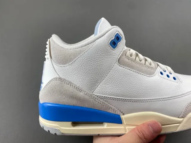 Air Jordan 3 Branco Cinza Claro Azul Sapatos de Basquete 3