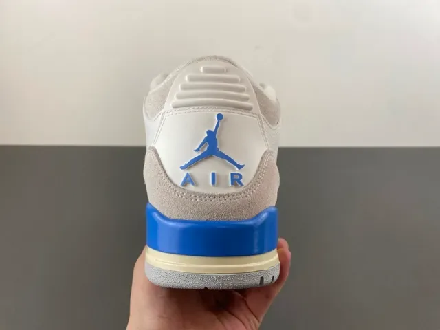 Air Jordan 3 Branco Cinza Claro Azul Sapatos de Basquete 4