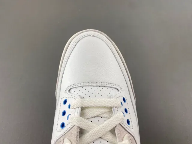 Air Jordan 3 Branco Cinza Claro Azul Sapatos de Basquete 6