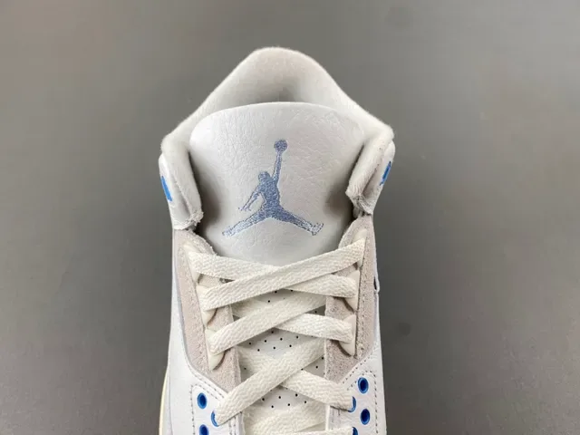Air Jordan 3 Branco Cinza Claro Azul Sapatos de Basquete 7