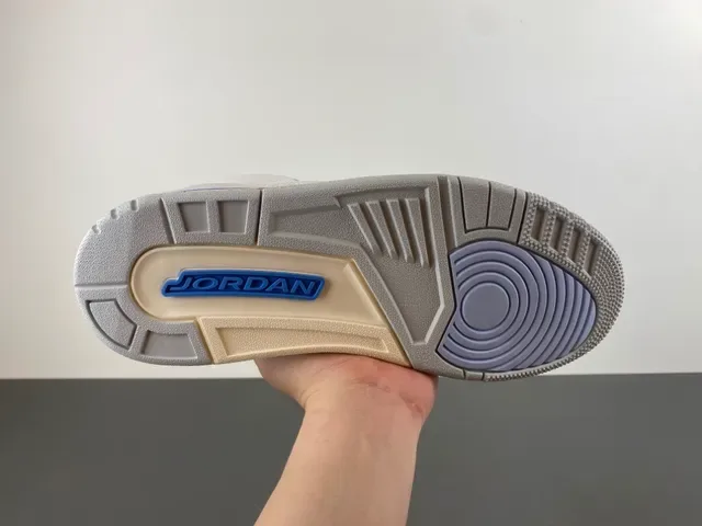 Air Jordan 3 Branco Cinza Claro Azul Sapatos de Basquete 10