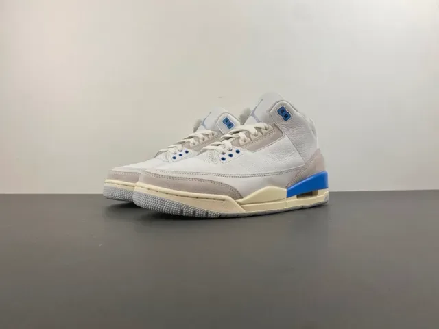 Air Jordan 3 Branco Cinza Claro Azul Sapatos de Basquete 11