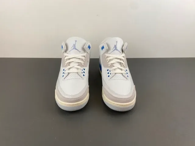Air Jordan 3 Branco Cinza Claro Azul Sapatos de Basquete 12