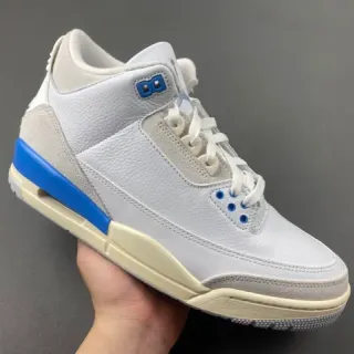 Air Jordan 3 Tênis de Basquete Branco Cinza Claro Azul