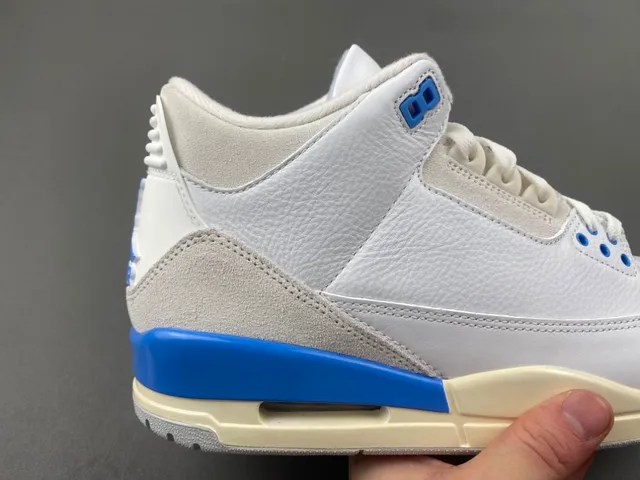 Air Jordan 3 Tênis de Basquete Branco Cinza Claro Azul 3