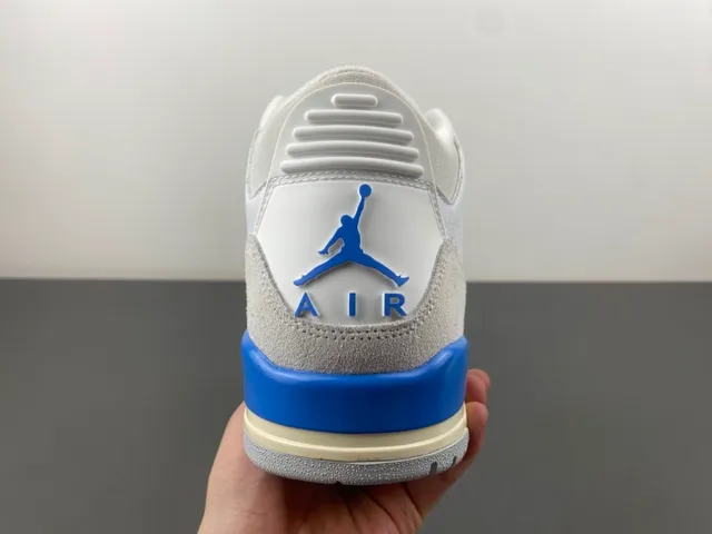 Air Jordan 3 Tênis de Basquete Branco Cinza Claro Azul 4