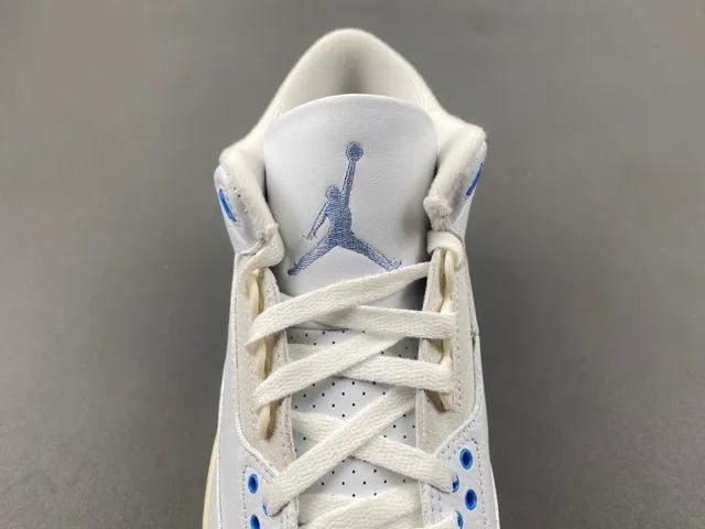 Air Jordan 3 Tênis de Basquete Branco Cinza Claro Azul 6