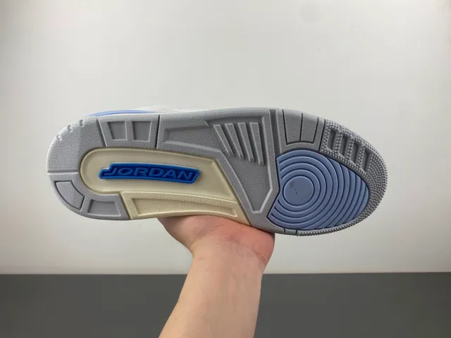 Air Jordan 3 Tênis de Basquete Branco Cinza Claro Azul 9