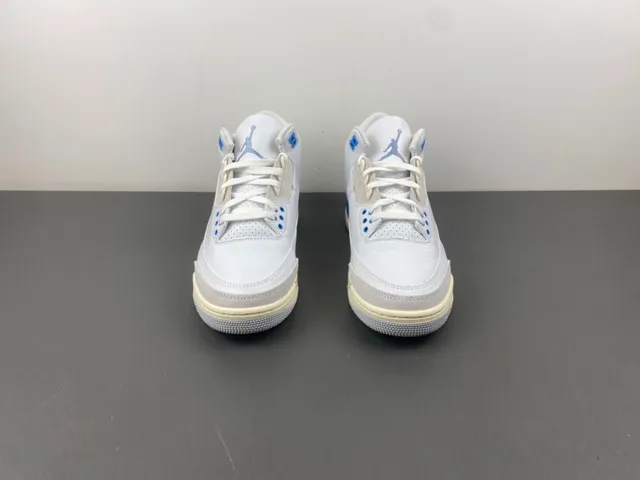 Air Jordan 3 Tênis de Basquete Branco Cinza Claro Azul 10