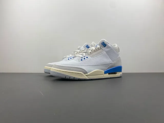 Air Jordan 3 Tênis de Basquete Branco Cinza Claro Azul 11