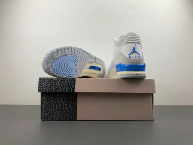 Air Jordan 3 Tênis de Basquete Branco Cinza Claro Azul 16