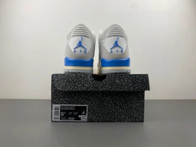 Air Jordan 3 Tênis de Basquete Branco Cinza Claro Azul 17