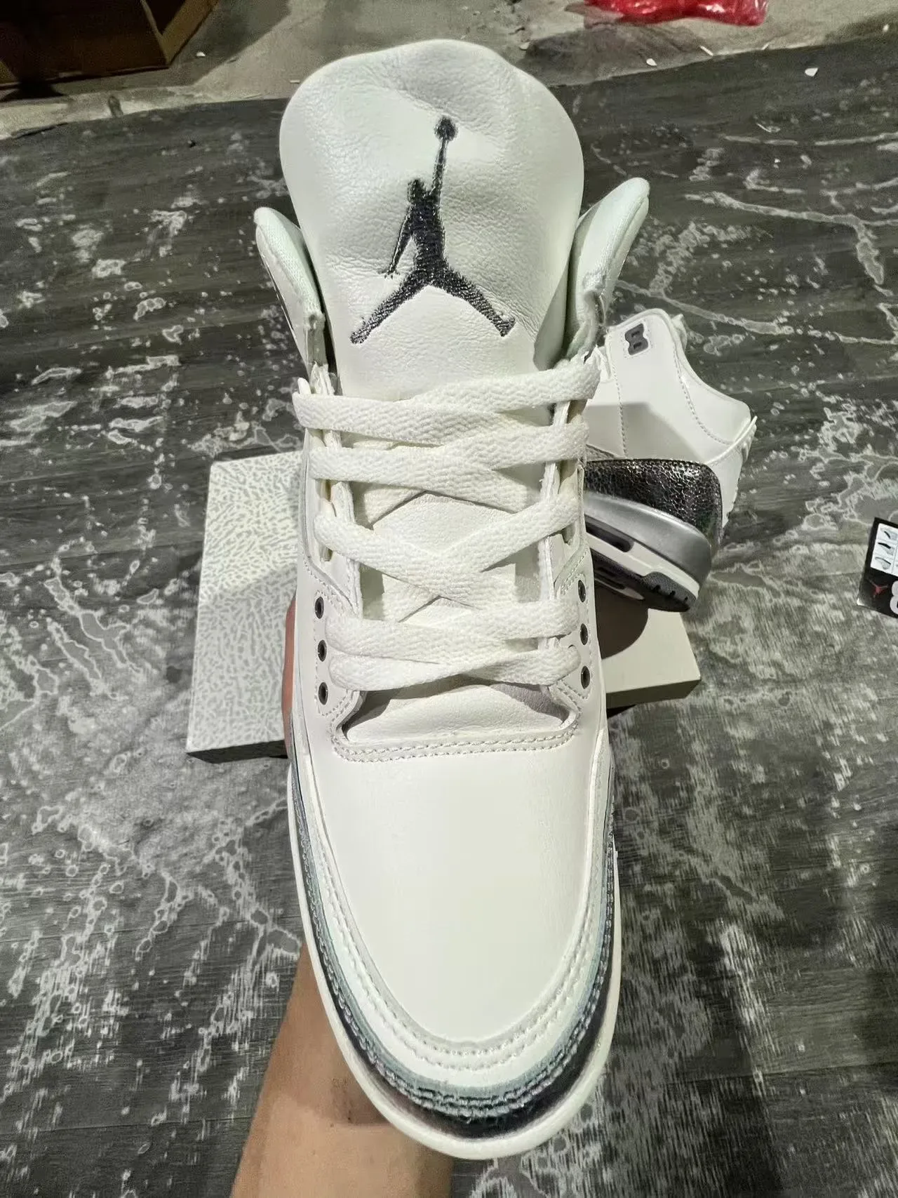 Air Jordan 3 Tênis de Basquete Branco Metálico Prateado 3