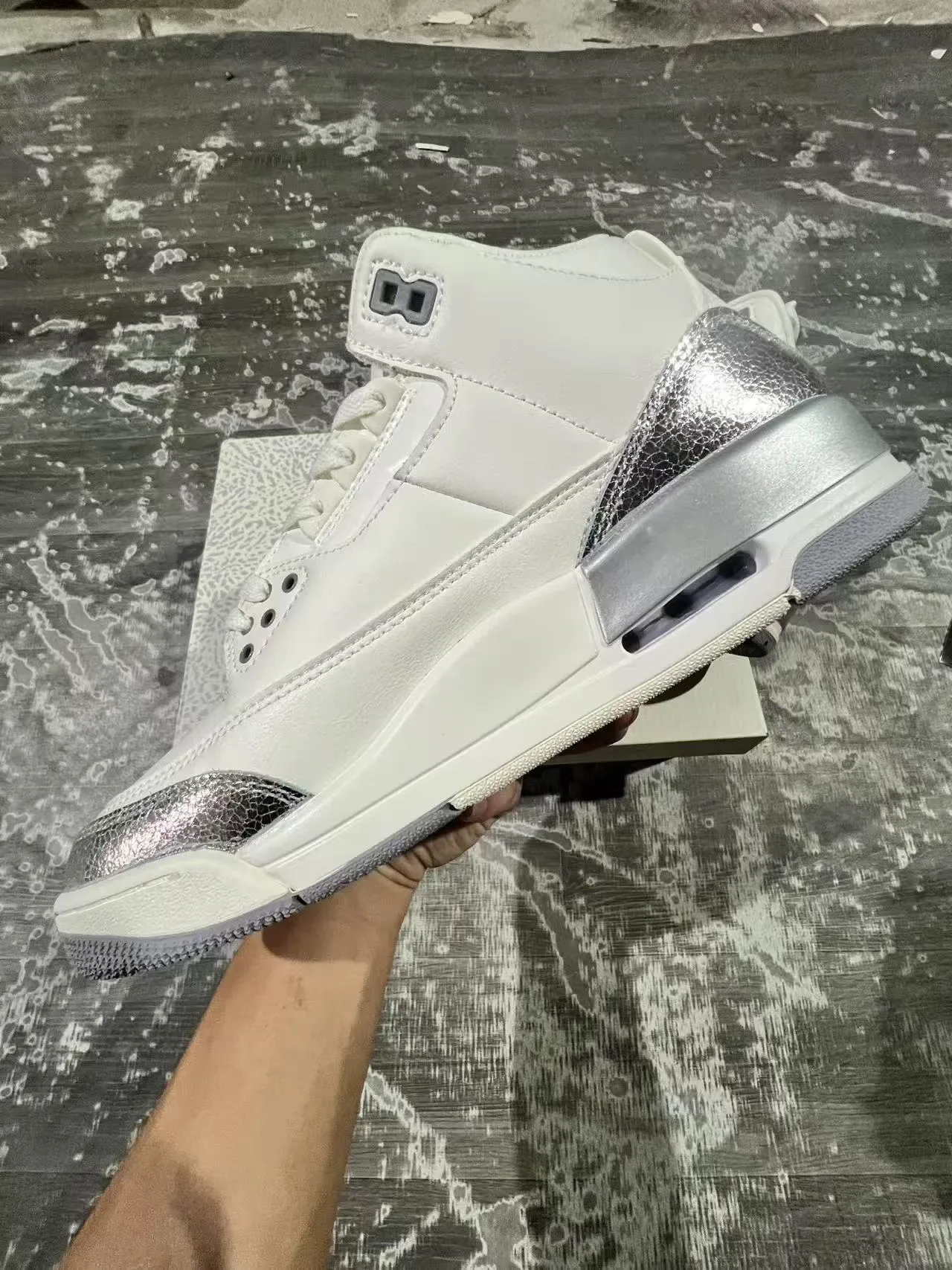 Air Jordan 3 Tênis de Basquete Branco Metálico Prateado 5