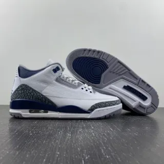 Air Jordan 3 White Navy Elephant Print Basketball Shoes