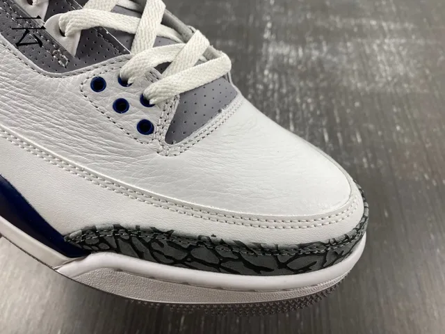 Air Jordan 3 White Navy Elephant Print Basketball Shoes 4