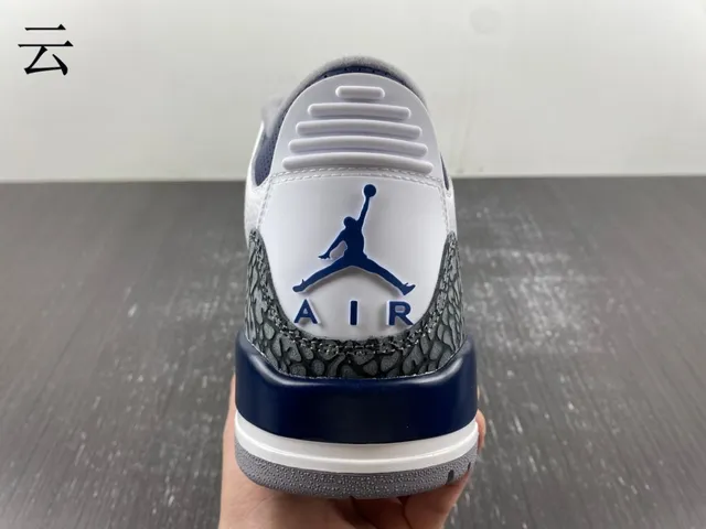 Air Jordan 3 White Navy Elephant Print Basketball Shoes 6