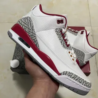 Air Jordan 3 White University Red Elephant Print Basketball Shoes