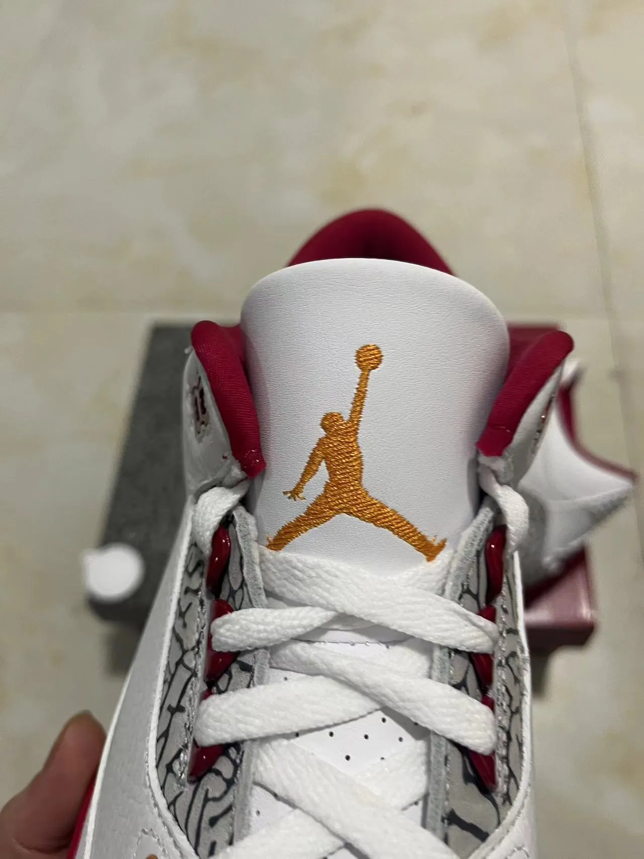 Air Jordan 3 White University Red Elephant Print Basketball Shoes 4