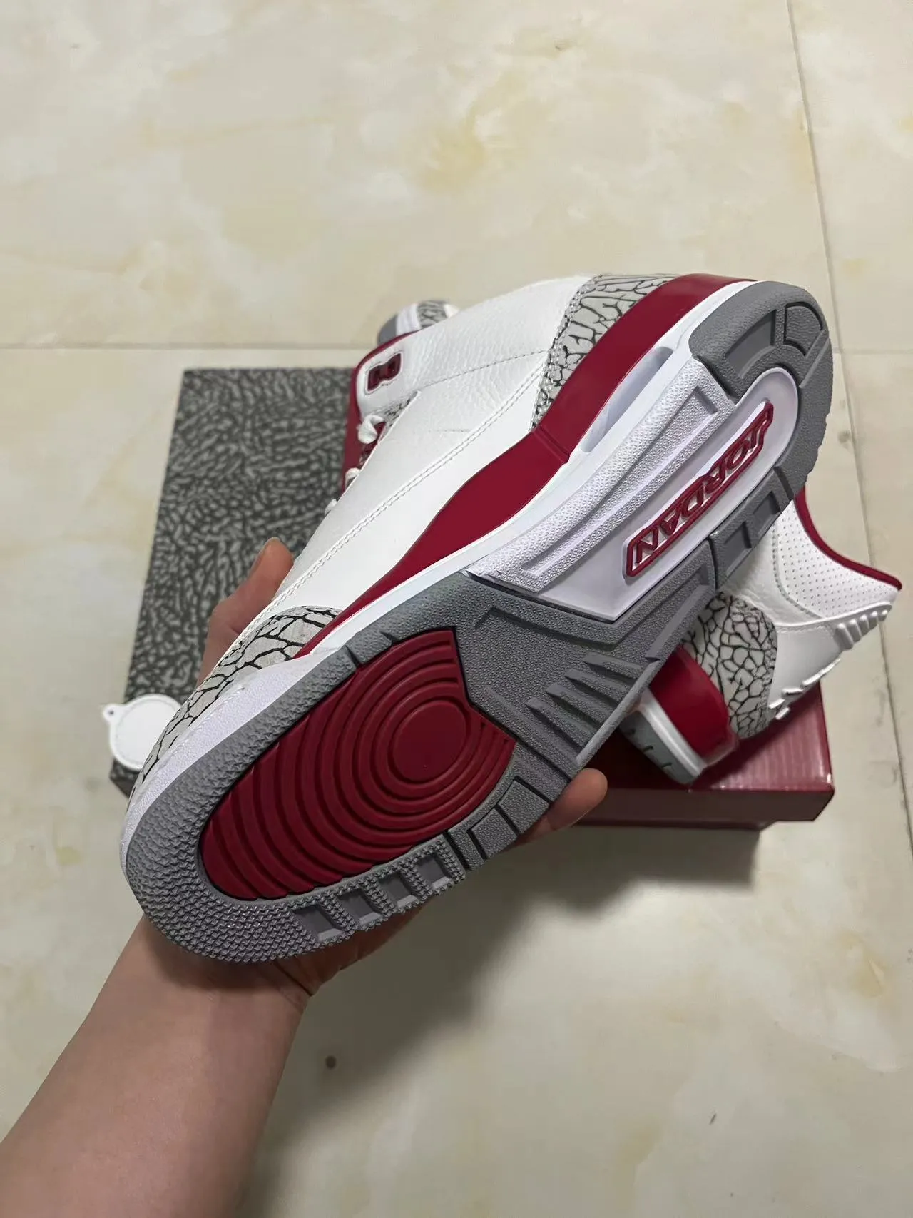 Air Jordan 3 White University Red Elephant Print Basketball Shoes 6